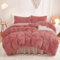 annadaif Set di biancheria da letto con copripiumino e federa per letto queen size, in finta pelliccia, color rosa antico, con chiusura a cerniera (1 copripiumino, 2 federe)
