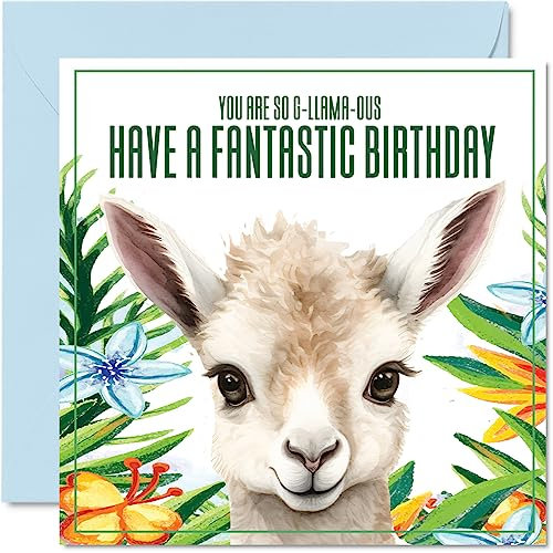 Lllama Geburtstagskarte für Männer und Frauen – G-Llama-ous – Tier 145 mm x 145 mm Grußkarten, Geburtstagskarte für Mutter, Vater, Schwester, Bruder, Tochter, Onkel, Tante, Bestie, Arbeitskollegen,