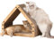 FUKUMARU Rascador para Gatos, Extra Larga 42 cm Rascador de cartón en Forma de casa para Gatos, Resistente Tabla rascadora para Gatos Hecha de Papel Corrugado, Grande