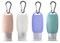 4 Pièces Flacons de Voyage en Silicone de 60 ml, Contenant Vide Voyage Récipients Rechargeables Bouteille Étanche Flacons Souples avec Mousqueton pour Shampoing/Gel Douche/Gel