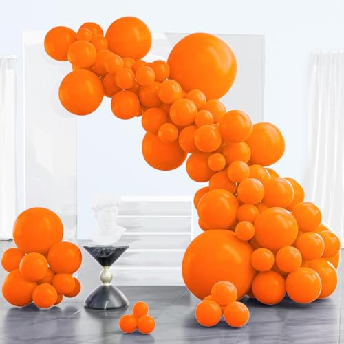PartyWoo Luftballons Orange, 102 Stück Orange Ballon Girlande Satz von Verschiedene Größen mit 18 Zoll 12 Zoll 10 Zoll 5 Zoll, Ballongirlande für Geburtstagsdeko, Partydeko, Hochzeitdeko, Orange-Y9