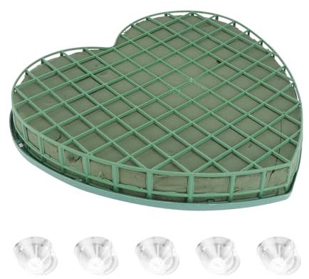 SEWACC Floral Foam Blocks Heart Shaped Wet Floral Foam Cage with Suction Cup Tray Florist Sponge Brick Flower Mud for Wedding Car Valentines Day Flower Arrangement 12.6in