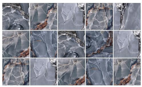 Ulticool – Sticker Wasserdicht Aufkleber Fliesen - Naturstein Granit Marmor Grau - 15x15 cm - 15 Stück Selbstklebende Fliesenaufkleber aus Folie - Aufkantung für Wand Badezimmer - Küchenwand Küche