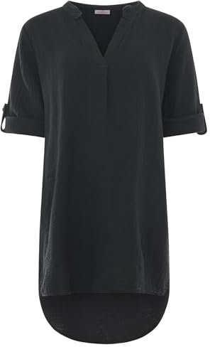 Zwillingsherz Musselin Longbluse aus 100% Baumwolle mit V-Ausschnitt – Hochwertige Tunika für Damen Frauen Mädchen - Sommerbluse Freizeitkleid Strandkleid - Locker luftig perfekt für Frühling Sommer