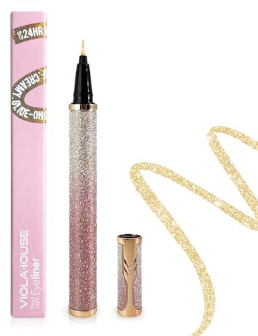 VIOLA HOUSE Liquid Liner, Eyeliner Flüssiger 24-Stunden Langlebig, Wasserfest, Eyeliner Pen, Mattes Finish Augen Makeup. (GELB)