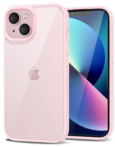 LoeoeL for iPhone 13 Case Clear, Transparent Hybrid 13 Phone Case [Hard Plastic & Soft Silicone Bumper] Acrylic Non Yellowing Thin Slim Protective Cover for Women, Light Pink