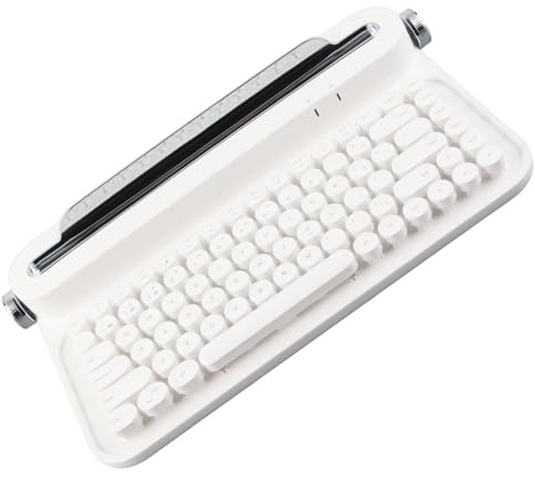 Tastiera per Macchina da Scrivere retrò 86 Tasti Tastiera Vintage Tastiera Vintageetooth 86 Tasti Tastiera Portatile con Supporto per Teclado Vintage (WHITE)
