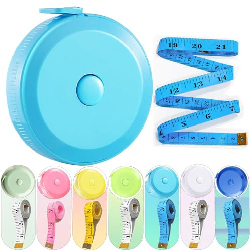 2 Pcs Measuring Tape Set - Retractable and Soft Body Tape (150cm/60in) for Sewing, Fabric, Tailors, Clothes, Waist, Bra Measurements (Light Blue)