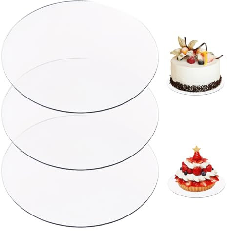3 Piezas Base para Tartas 16cm, Base Acrilico Transparente para Tartas, Base Tartas Acrílicas Reutilizables, Tableros Redondos para Tartas, Cake Board para Almacenar Tartas y Hacer Manualidades