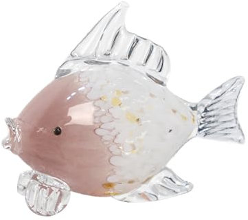 NNYCC Glas Fisch Deko für Zuhause, 24cm geblasenes Glas Tier Figur Moderne Kunst Dekoration Geschenk,Rosa,24x20cm