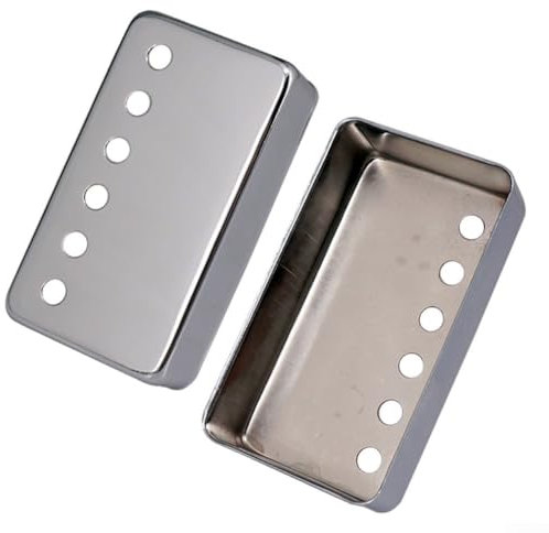 Humbucker-Tonabnehmerabdeckung aus Metall für LP Style E-Gitarre, passend für 50 mm / 52 mm Stangenabstand, Schwarz und Silber (50 mm Silber)