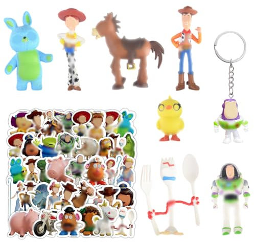 7pcs Toys Cake Topper Figuren Set Mit Aufkleber & Schlüsselanhänger,50pcs Cartoon Animation Toy Aufkleber,Toys Mini Action Figuren,Film Charakter Keychain Geschenke Party Liefert Für Kinder