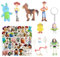 7pcs Toys Cake Topper Figuren Set Mit Aufkleber & Schlüsselanhänger,50pcs Cartoon Animation Toy Aufkleber,Toys Mini Action Figuren,Film Charakter Keychain Geschenke Party Liefert Für Kinder