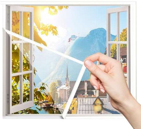 Insect Stop Comfort 80x170cm Weiß Fliegengitter Fenster Rollo MüCkenschutz Fenster, Selbstklebendes Insektenschutz Fenster Netz, Moskito Schutz Mesh, Insektengitter Fenster, Mit Selbstklebeband