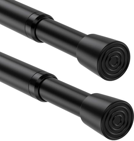 2Stück Gardinenstange Ohne Bohren 80-150cm Teleskopstange Teleskop Gardinenstange Zum Klemmen Spannstange Klemmstange Für Gardinen Duschstange Schwarz