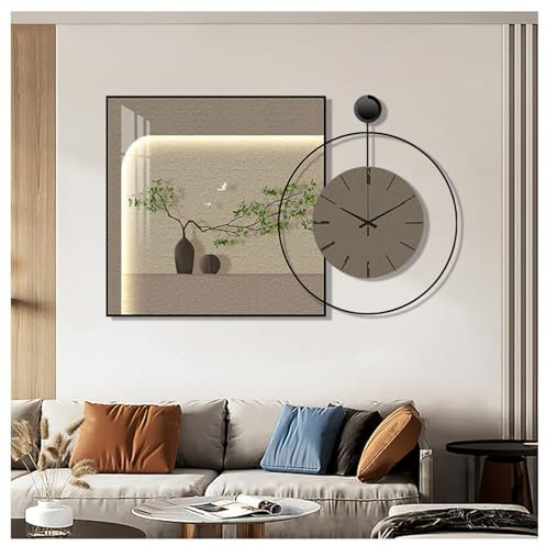 Große Wohnzimmeruhr Wanduhr Ohne Tickgeräusche Modern Art Wandbild Uhr Wand Design Wall Clock Fotoleinwand für Wohnzimmer, Küche, Schlafzimmer Wanduhren Dekor (B)