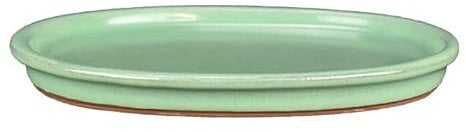 Sottovaso per bonsai ovale in gres smaltato verde 17x12x1 cm - BM2S