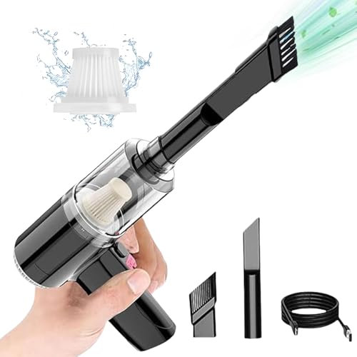 Handheld Vacuum, Powerful Car Vacuums Cleaner Cordless, Portable Rechargeable Mini Desk Hoover with Strong Suction for Home, Pet Hair, Cleaning Keyboard