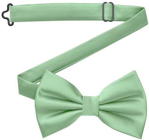 DonDon Fliege Herren handgefertigt Seiden-Look 12 x 6 cm Fliege Lindgrün