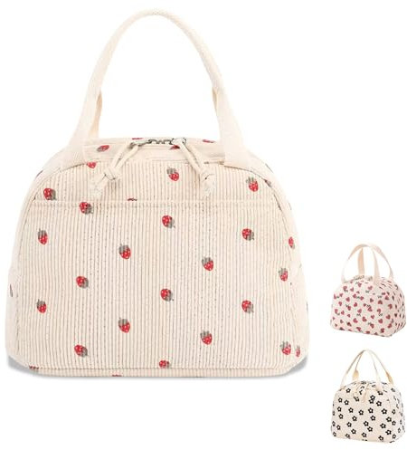 Binoster Lonchera térmica para mujer, lonchera para adultos y niños, bonita bolsa de almuerzo para niñas, para el trabajo, escuela, picnic, viajes, playa (ciruela beige)