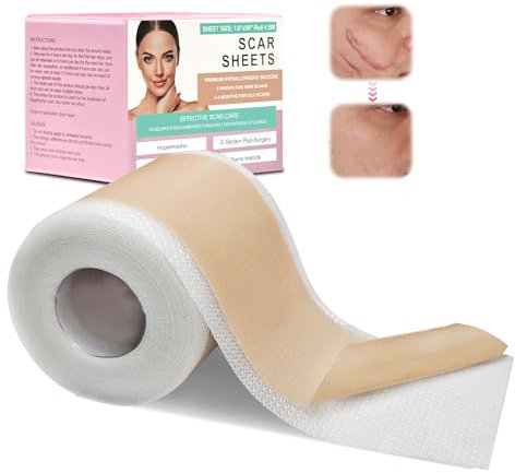 QaZanteiar Feuilles de Cicatrice en Silicone Rouleau (1,6 x59-1.5M), Pansement Silicone Cicatrice Imperméables, Bande Silicone Cicatrice Réutilisables, Convient à Toutes les Cicatrices Non Ouvertes