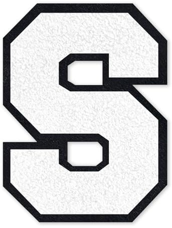 QianSiLi 4.5 Inch Chenille Iron On Letters for Clothes Varsity Letter Patches Embroidered Patch Iron On Patches for Clothing Varsity Jacket Hoodie (White,S)