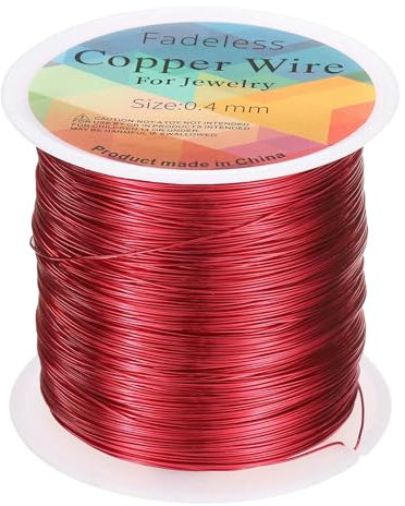 sourcing map Artistic Wire 328ft Length 26 Gauge Copper Craft Jewelry Wrapping Wire Tarnish Resistant Beading for Jewelry Making Supplies Crafting, Bright Red