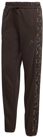 adidas Women's Seasonal Essentials Leopard Print French Terry Pants with 3-Stripes, Aurora Coffee/Multicolor, S
