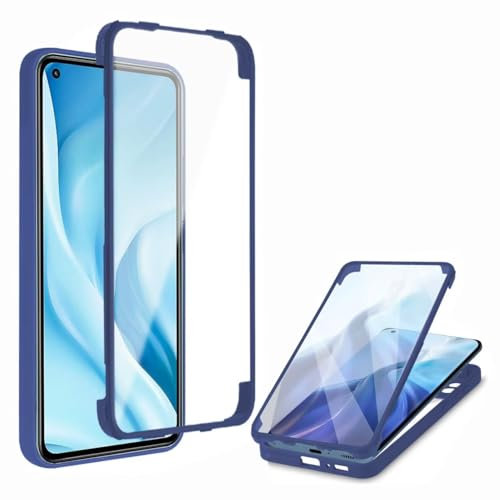 xinyunew Funda para Realme C21, Carcasa Antigolpes 360 Grados con Protector de Pantalla Integrado Robusta Doble Cara Bumper Case Transparente Anti-Amarilleo Capa Funda -Azul