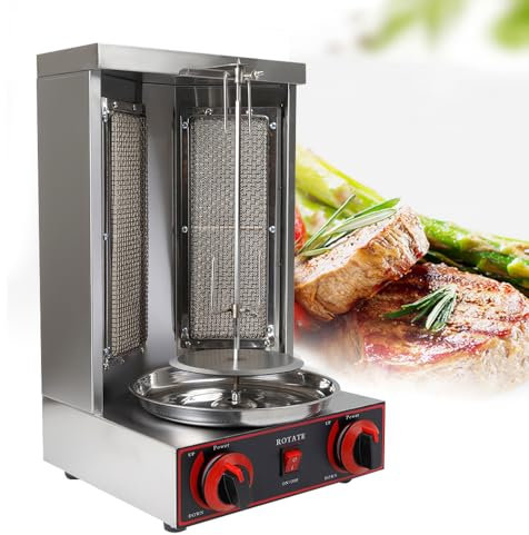 Rotissoire Barbecue, Barbecue Vertical, Electric Kebab Grill, Ensembles Grils Kebab Taille Familiale Avec Broches Rotatives, Pour Barbecues Dans Jardin, Camping, Cuisine Plein Air Etc (Gaz)