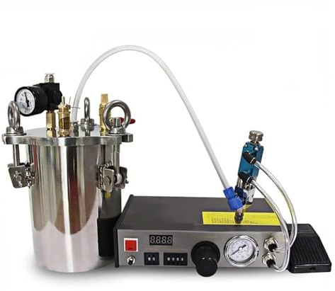 DUOCAI Stainless Steel Pressure Tank with Side Outlet 10L Digital Silikon Klebstoff Kleber Dispenser Maschine Epoxidharz Automatisch, Lötpaste Abgabe Maschine, 10L Tank(110V)