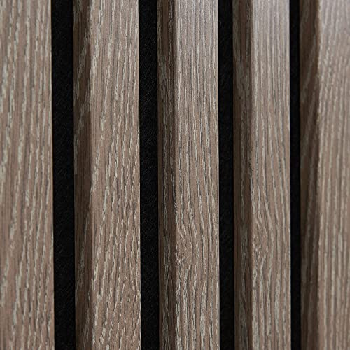 MCW Sample Acoustic Slat Wall Panel - Decorative & Sound Absorbing Wooden Slatted 3D Feature Wall Pannelling 220 x 100 x 21mm (Walnut Dark Oak)