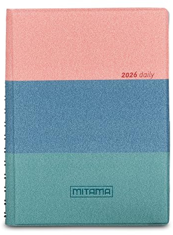 Mitama Tageskalender 2026 Spiralbindung Sunshine 15 x 21 cm, Softcover, FSC-Papier, Kartentasche, Innenzubehör