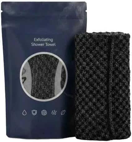 Serviette De Douche Exfoliante Ecovia - Gant de Gommage Naturel en Fibre de Bambou et Charbon, Exfoliation Douce pour le Corps Lymphatic Contour Face