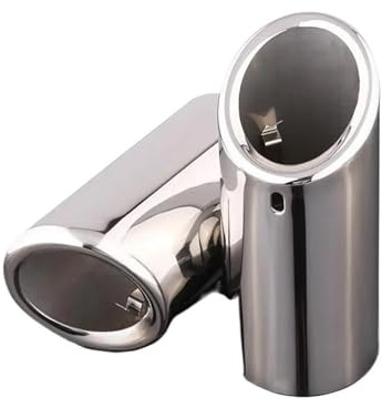 Auspuffrohr-Endrohr mit Turbo-Sound-Pfeife für 3er BMW E30 E36 E46 E90 E91 E92 E93 F30 320i 325i 328i (2 Stück, Silber)