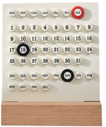Ring a Date Holzkalender, Monats- und Datumsanzeige, ewiger Kalender mit Holzsockel, DIY wiederverwendbarer Holzschreibtisch für den Home-Office-Desktop