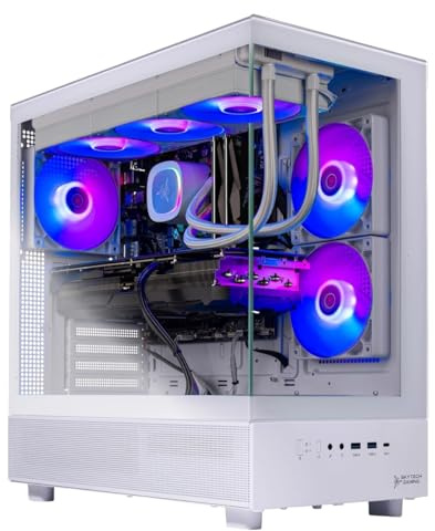 Skytech Gaming Azure 3 Gaming PC, AMD Ryzen 7 7800X3D 4.2GHz, AMD RX 9070XT 16GB VRAM, 1TB NVMe SSD, 32GB DDR5 RAM 5600, 850W, Gold ATX 3 PSU, 360 ARGB AIO, WLAN, Win 11, Computer