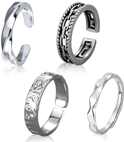 TenaLucy 4 Stück Edelstahl Ringe Herren Stimmungsring Damen ringe Set