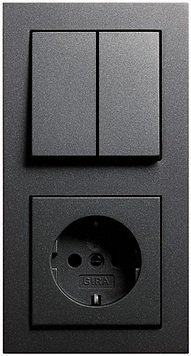 GIRA E2 anthrazit (1x Steckdose, 1x Serienschalter, 1x 2f Rahmen, 1x Wippe-Serie)