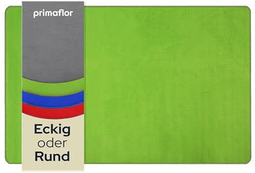Primaflor Kinderteppich Einfarbig - SITZKREIS - Grün - 200x300 cm - Velour-Kurzflor-Teppich für Kinderzimmer, Kindergärten und Schulen - Hochwertiger Spielteppich