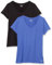 Amazon Essentials Damen Active Quick Dry Tech Stretch Kurzarm-T-Shirt mit V-Ausschnitt (in Übergröße erhältlich), 2er-Pack, Kräftiges Blau/Schwarz, XXL