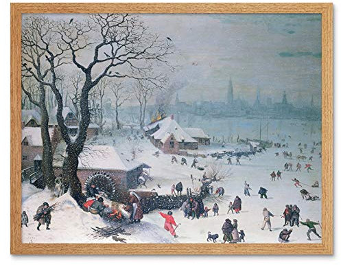 Lucas Van Valckenborch Winter Landscape Snowfall Antwerp Art Print Framed Poster Wall Decor 12x16 inch Landschaft Schnee Wand Deko