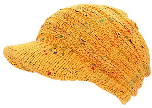dy_mode Strickmütze Damen Schirmmütze Winter Mütze Einfarbig Bunt - A082 (A315-Gelb)