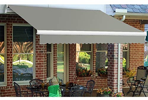 The Fellie Garden Awnings L3.5xW3m Manual Patio Awning Retractable Canopy Outdoor Sun Shader, Grey