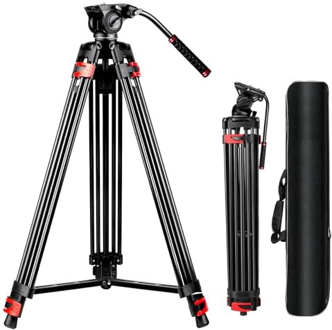 Mactrem 82/210cm Fluid Head Tripod - Heavy Duty Video Tripod for Camera