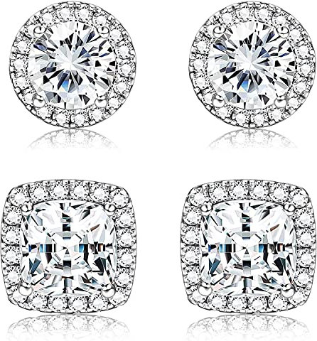 Dochais 925 Sterling Silber Cubic Zirkonia Ohrringe Damen Ohrstecker Set 18K Vergoldete Hypoallergene CZ Ohrringe für Frauen Männer Mädchen Ohrschmuck