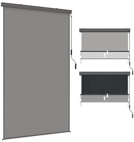 Aufun Toldo Vertical Enrollable Exterior 160x250 cm con Manivela para Balcón Terraza Jardín, Pantalla de Privacidad Toldo, Protección de Privacidad Resistente a Sol (Gris, 1,6x2,5m)