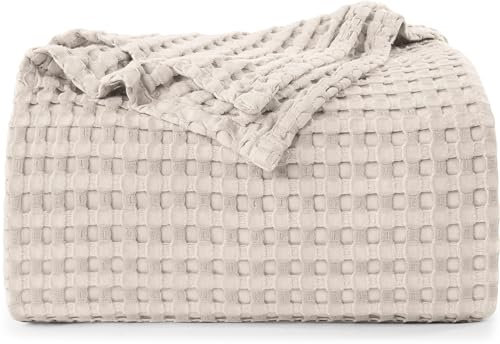 Utopia Bedding Baumwoll Waffeldecke 300 GSM (Khaki - 274 x 228 cm), weiche, leichte, atmungsaktive Bettdecke für alle Jahreszeiten