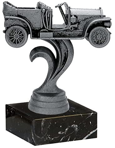 Henecka Motorsport Trophäe Tuning Pokal Schraubfigur Oldtimer Resin, Marmorsockel schwarz (Sockel 65 x 30 mm), mit Wunschgravur, wählbar