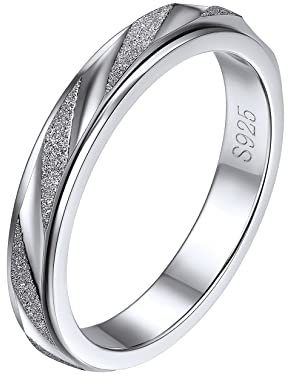 Silvora 925 Silber Damen Spinner Ring Schlichter Schmaler 3mm Frauen Mädchen Ring Anti-Angst Roller Ring Drehbarer Ehering Verlobungsring Freundschaftsring Ringgröße 52（16.5）